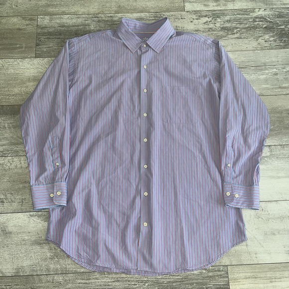 Peter Millar Seaside Collection Shirt Mens XL Blue Red Striped Silk Blend - Picture 1 of 9